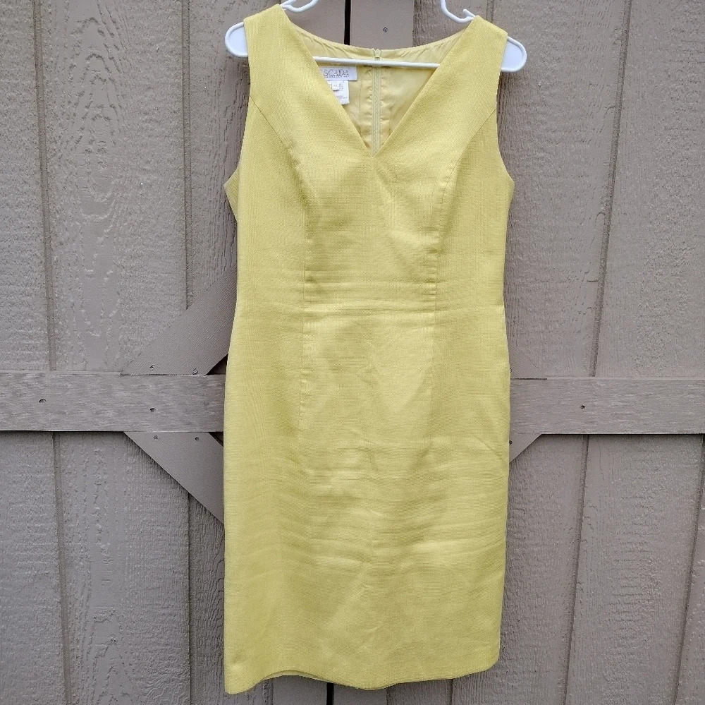 Escada margaretha ley Vintage Cotton Shift Dress SZ 40 Yellow